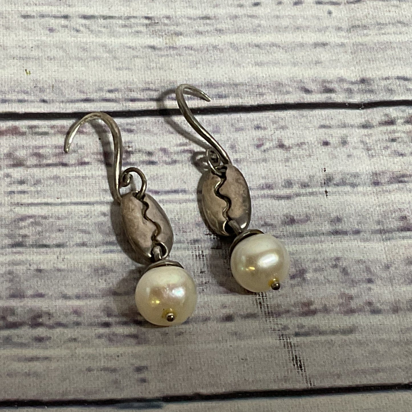 VTG. MICHAEL BROMBERG Sterling Silver & Pearl Dangle .75" Earrings- 6.06g