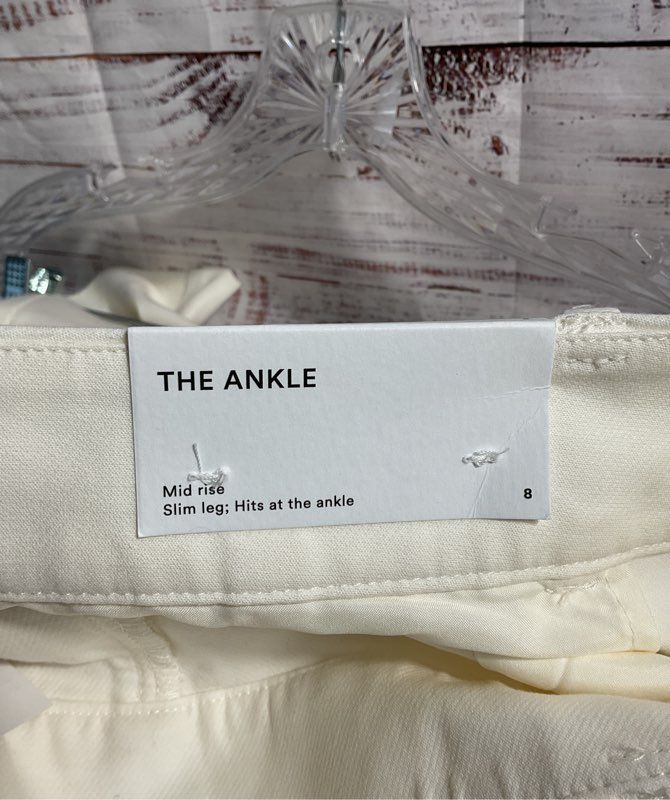 NWT Ann Taylor Factory Women's The Ankle Mid Rise Slim Leg Pants White Size 8-#2