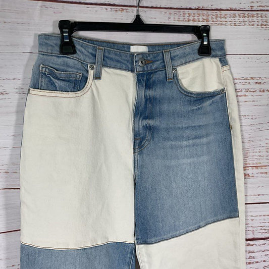 Jonathan Simkhai Trevor High Rise Blue & White Colorblock Denim Jeans - Size 27