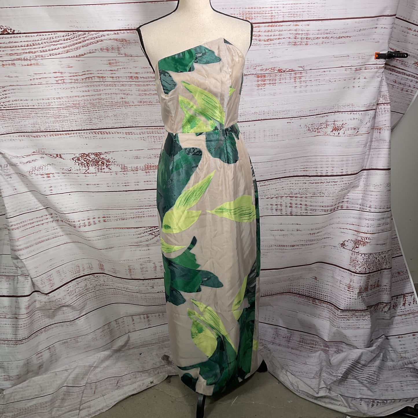 Milly Asymmetrical Tropic Strapless Botanical Jacquard Midi Dress - Size 4