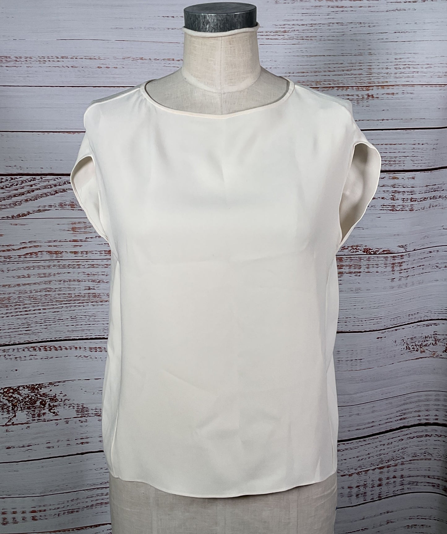 Loro Piana Silk Short Sleeve Top Cream M