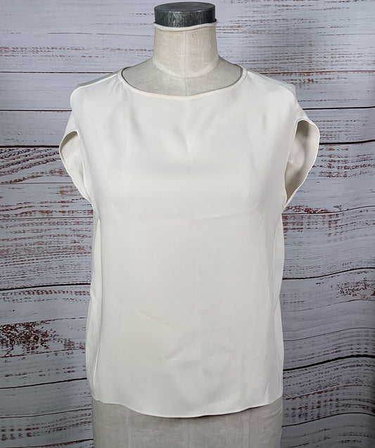 Loro Piana Silk Short Sleeve Top Cream M
