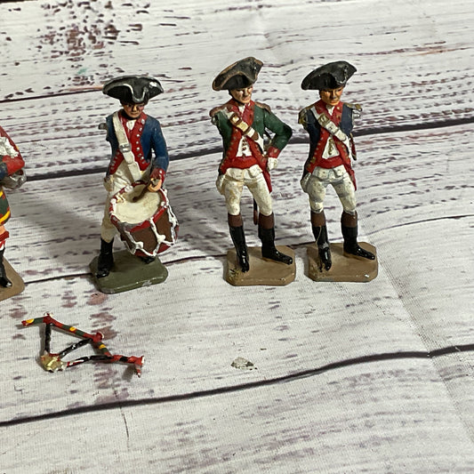 Set of 7 ANTIQUE 54mm Tin Soldiers (3 MISSING ARM/S)