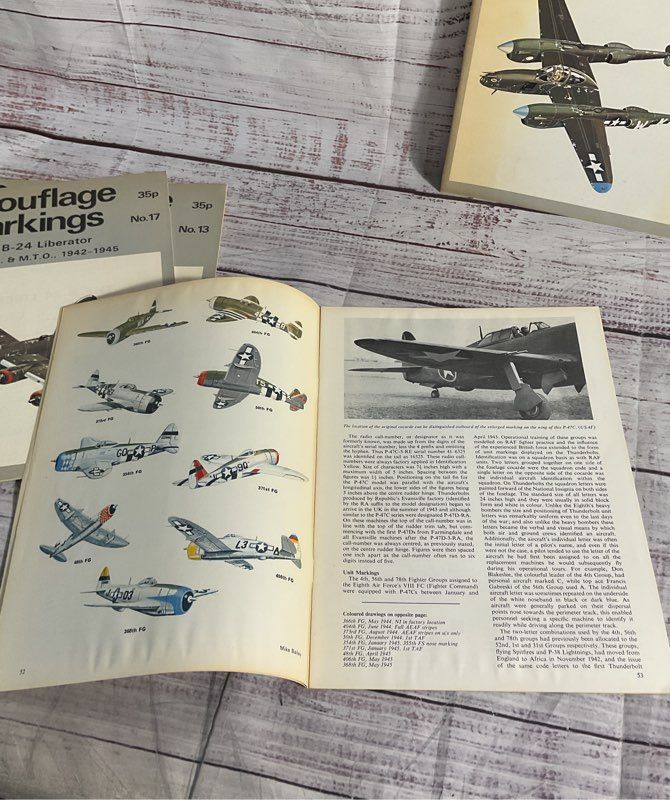 Lot Of 4 Vintage Airplane Camouflage & Markings N0. 13 15 17 18 Army Magazines