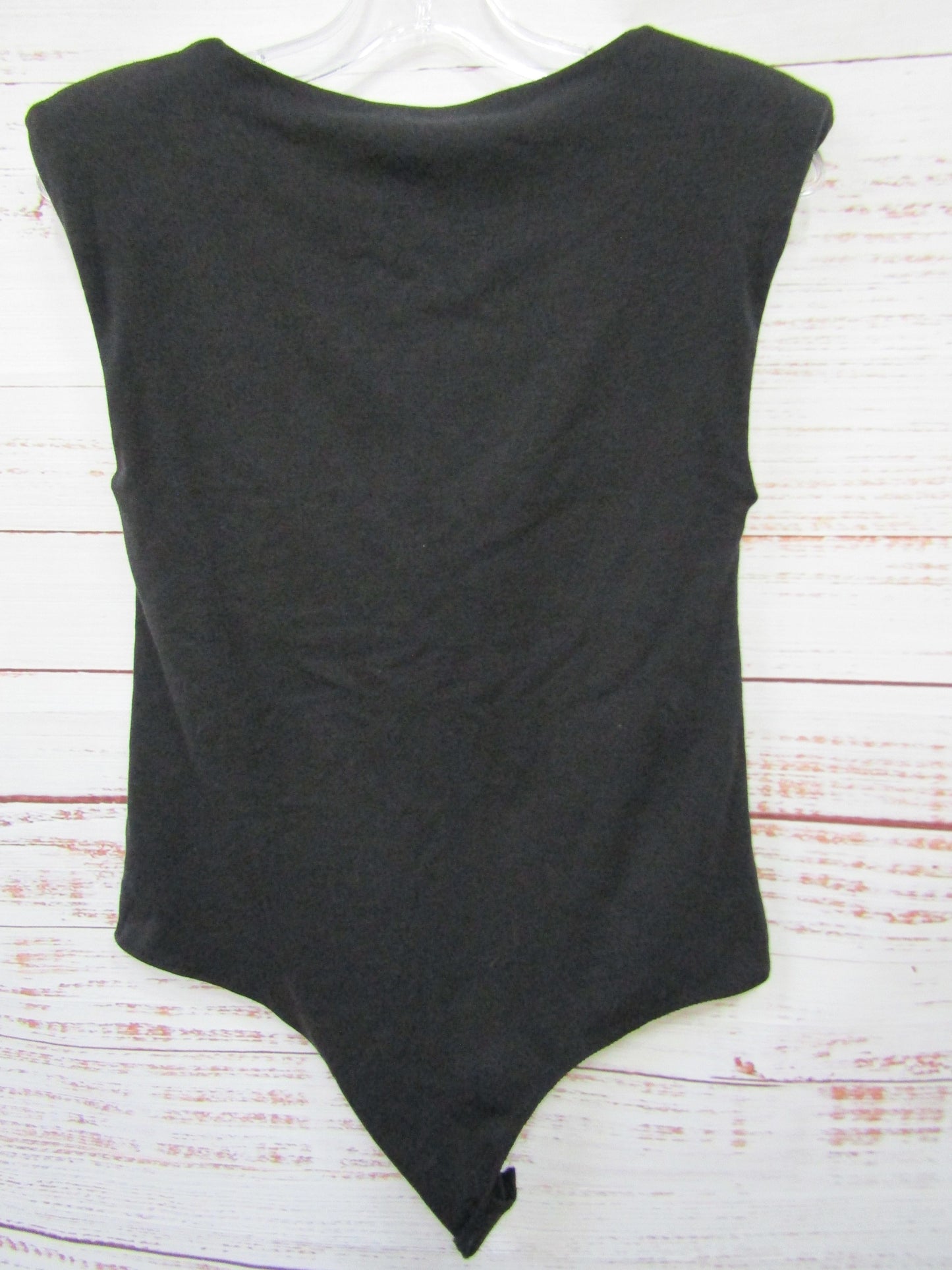Steve Madden Women's Black V-Neck Bodysuit With Shoulder Pads Size L