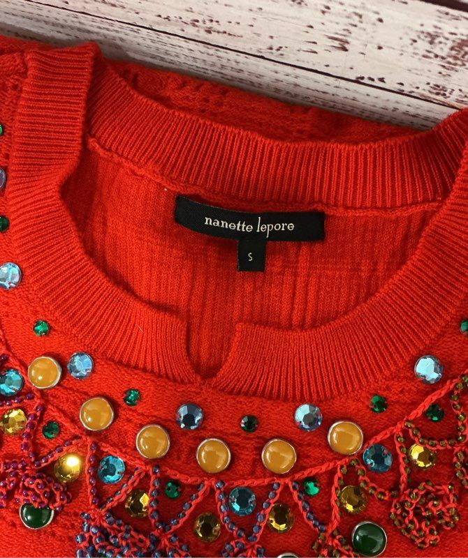 Women's Nanette Lepore Wool Blend Dress with embellished front Size S GORGEOUS!