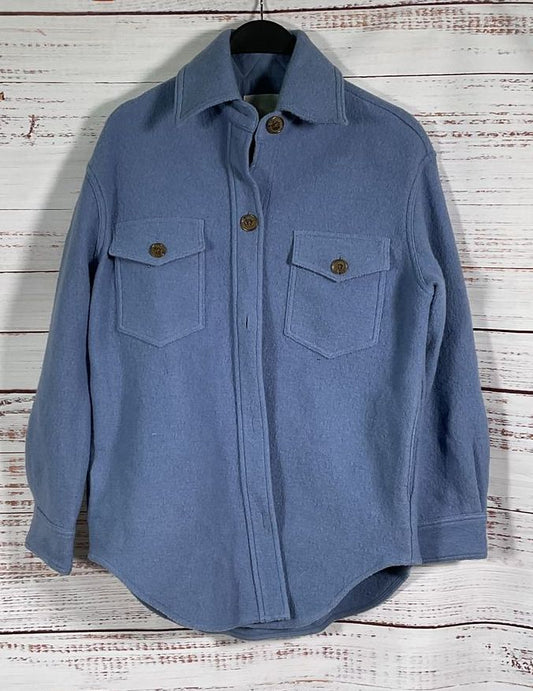 Wilfred Free Blue Wool Blend Button Up Jacket - Size XD