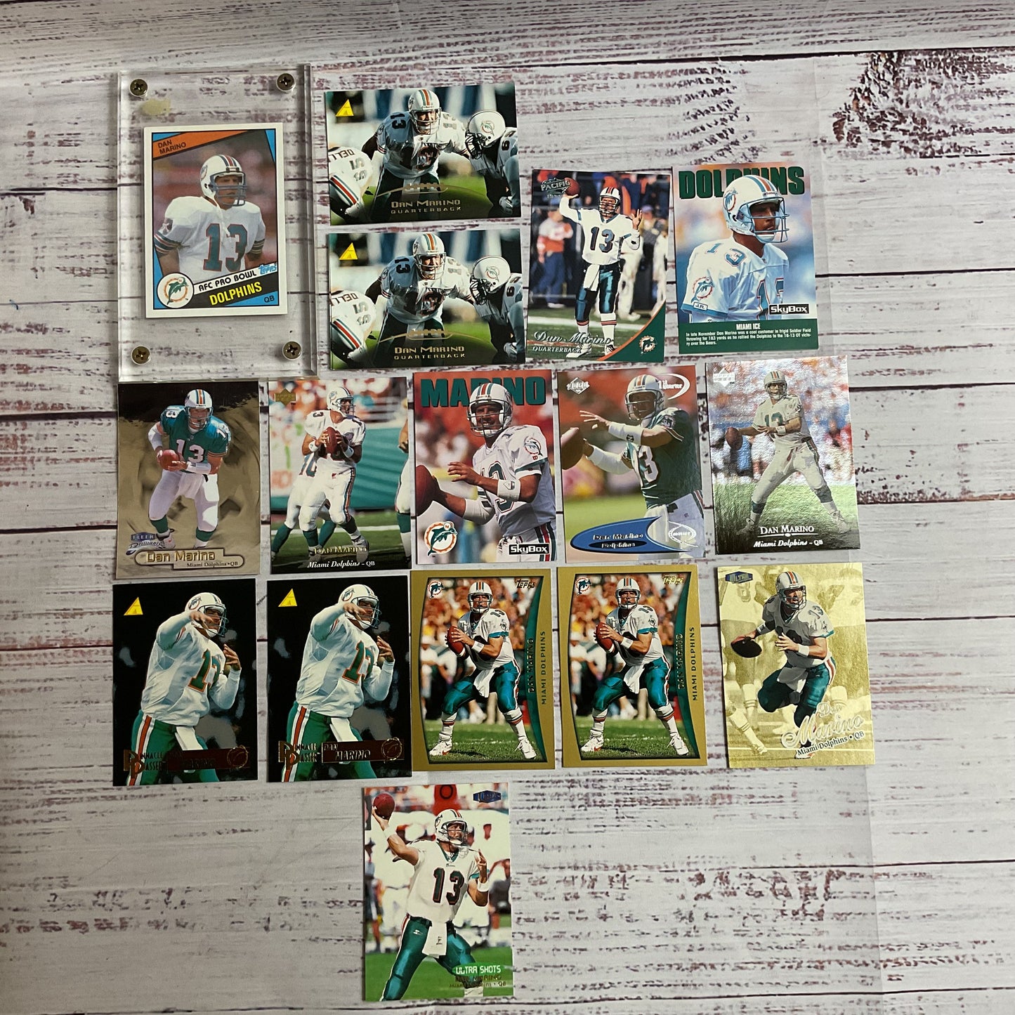 Set if 16 DAN MARINO Football Cards- Upper Deck, Fleer, Skybox, Topps, Pacific
