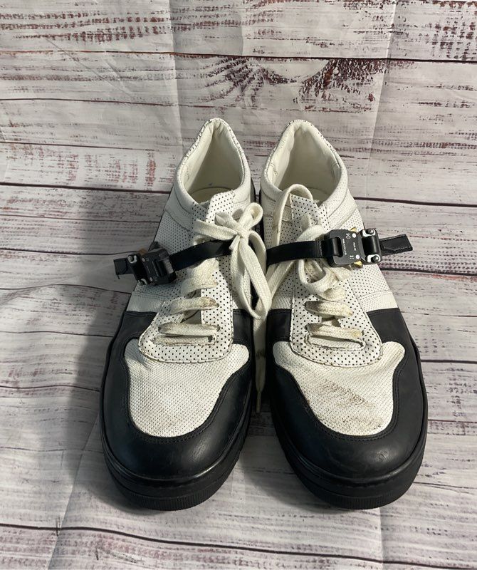 1017 ALYX 9SM Buckle Strap Black & White Leather Rubber Low Sneakers 45EU/12US