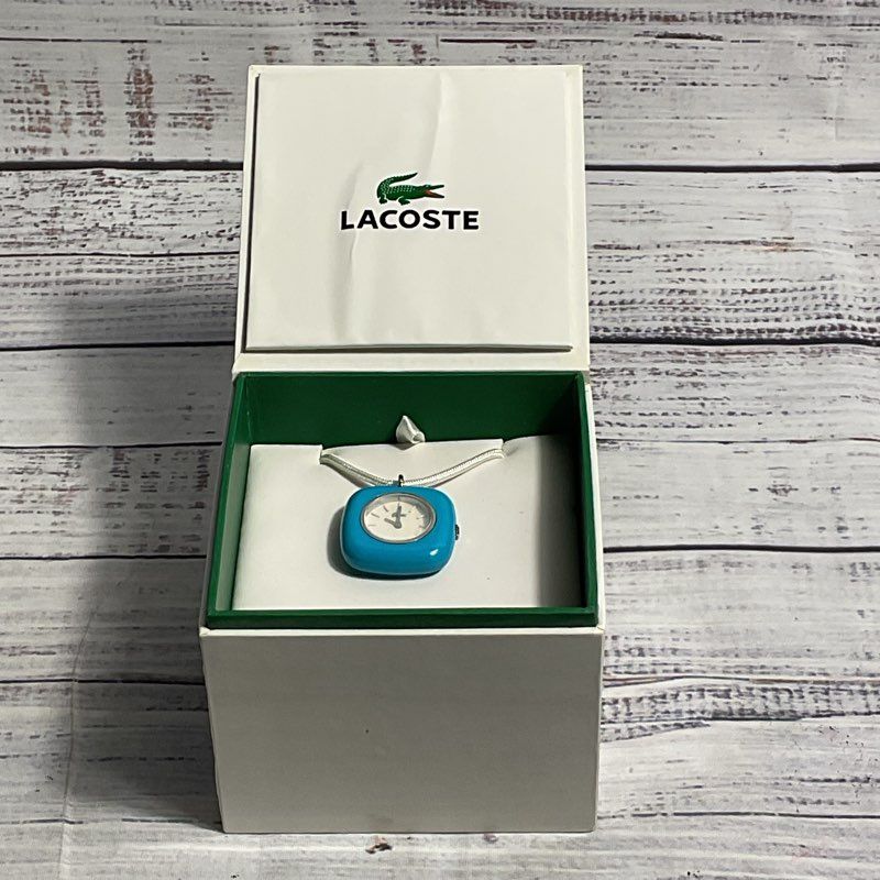 NIB Lacoste Sportswear Collection Pop Charm Blue Watch Pendant Necklace