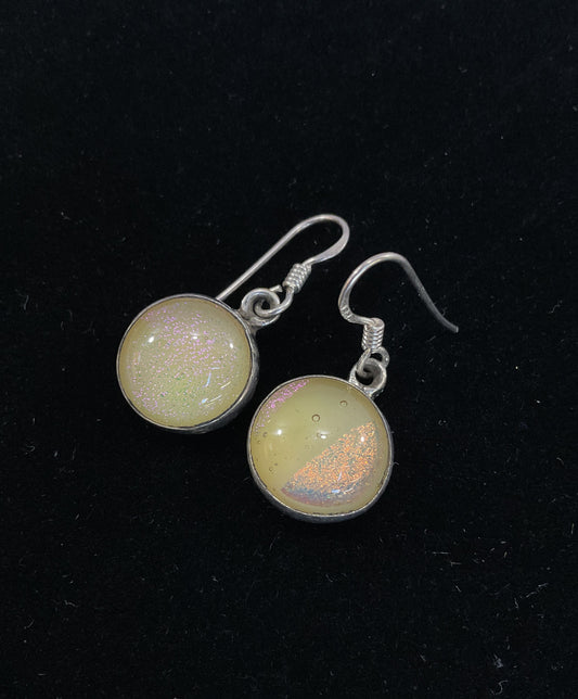 Artisan Handcrafted Sterling Silver Dichroic Glass Drop Dangle Earrings