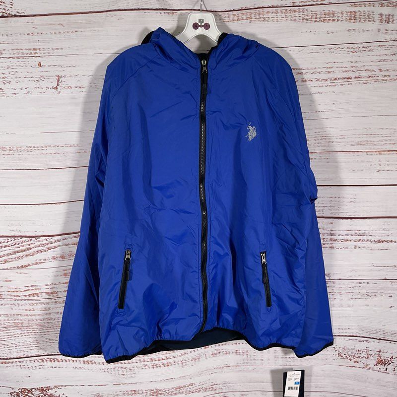 U.S. Polo Assn. Blue Reversible Full Zip Hooded Jacket - Size XL