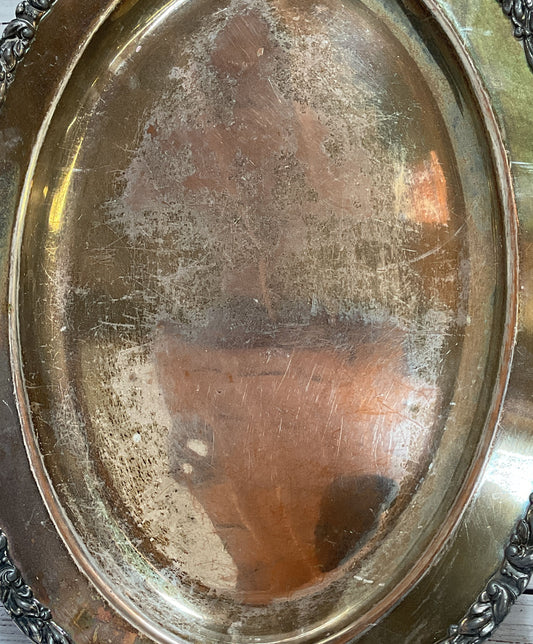Crescent Vintage Silver Plated Serving Tray Silver