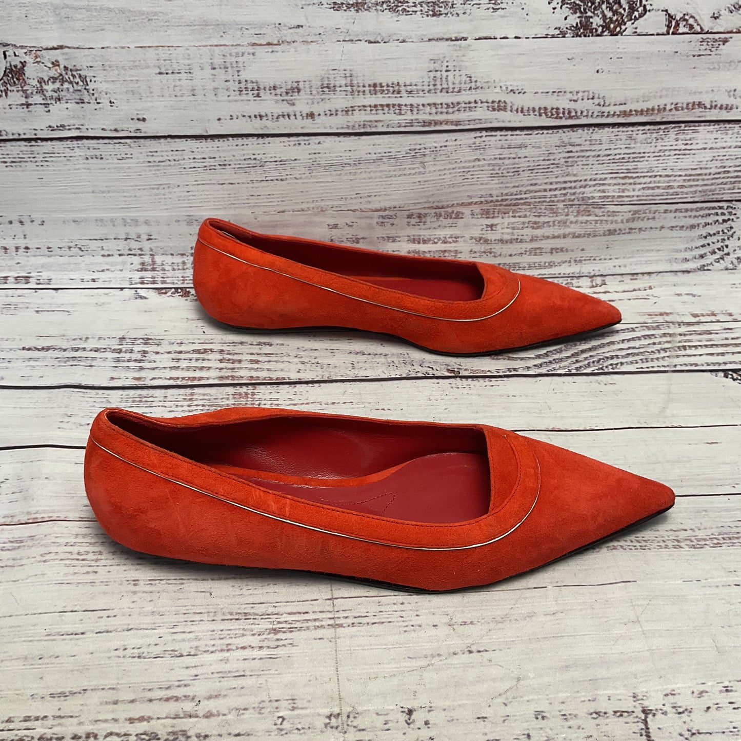 Marni Red Suede Pointed Toe Ballet Flat Women Size 6US 36EU