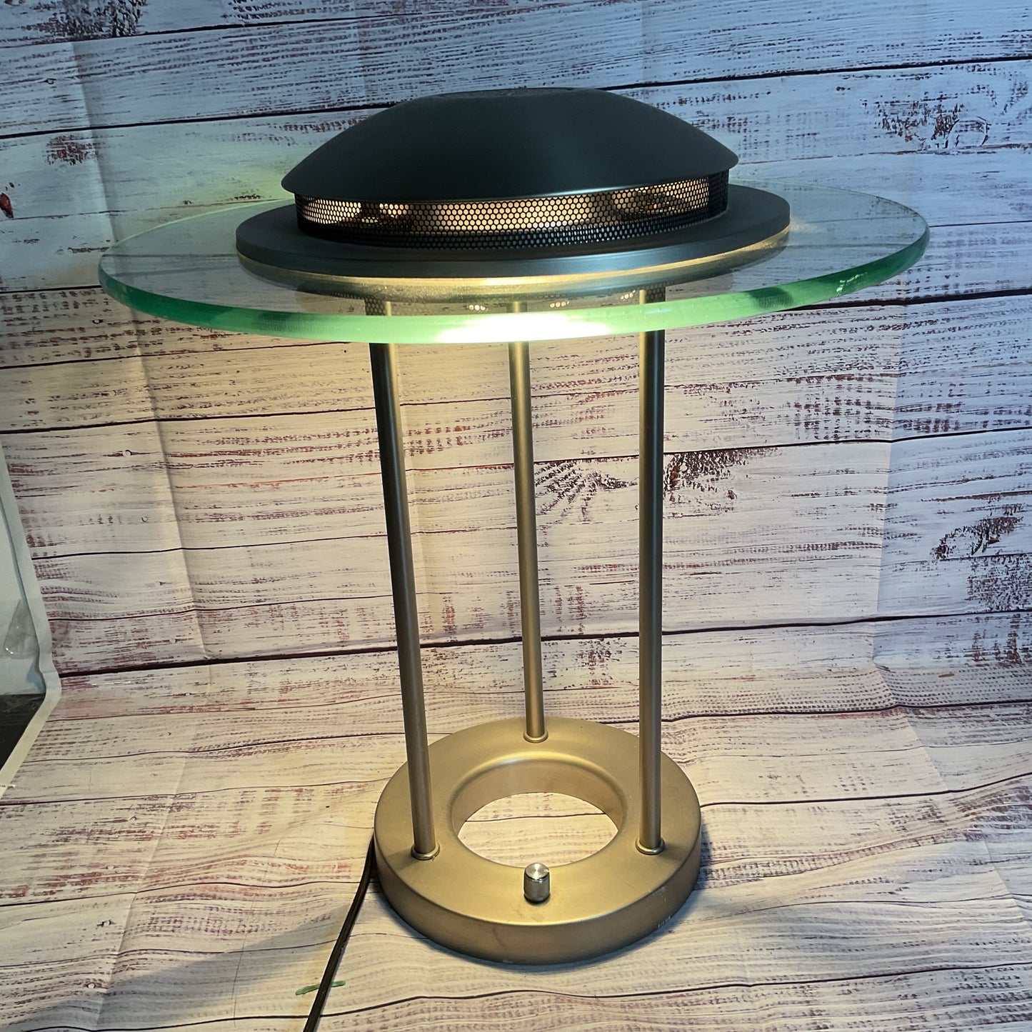 VTG. ROBERT SONNEMAN for GEORGE KOVAC Saturn Brushed Nickel Table Lamp- 18"