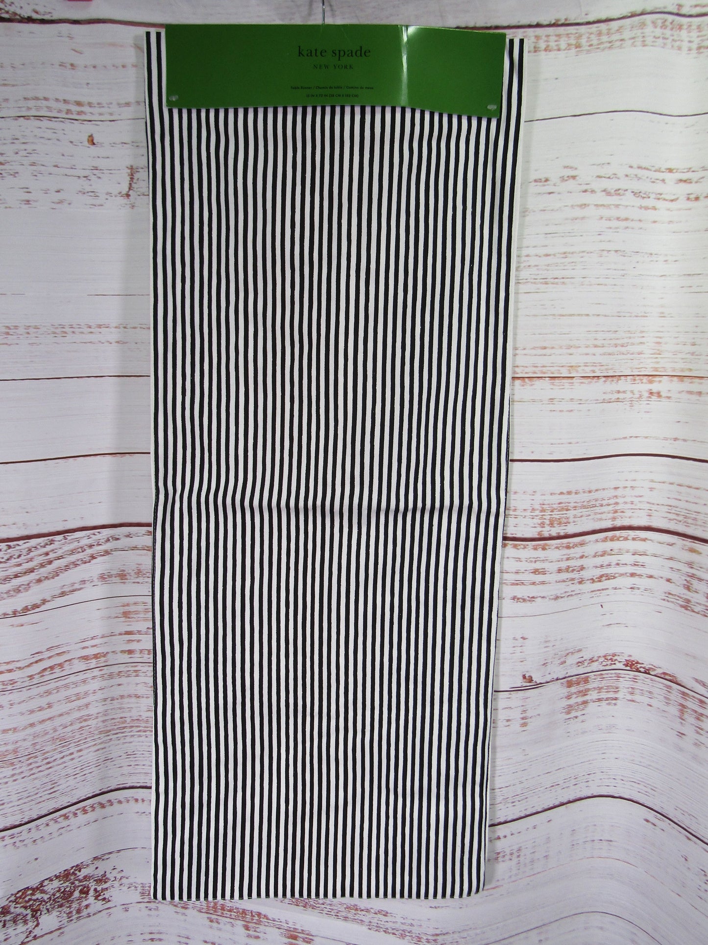 Kate Spade Black & White Cotton Striped Table Runner 72" x 15"