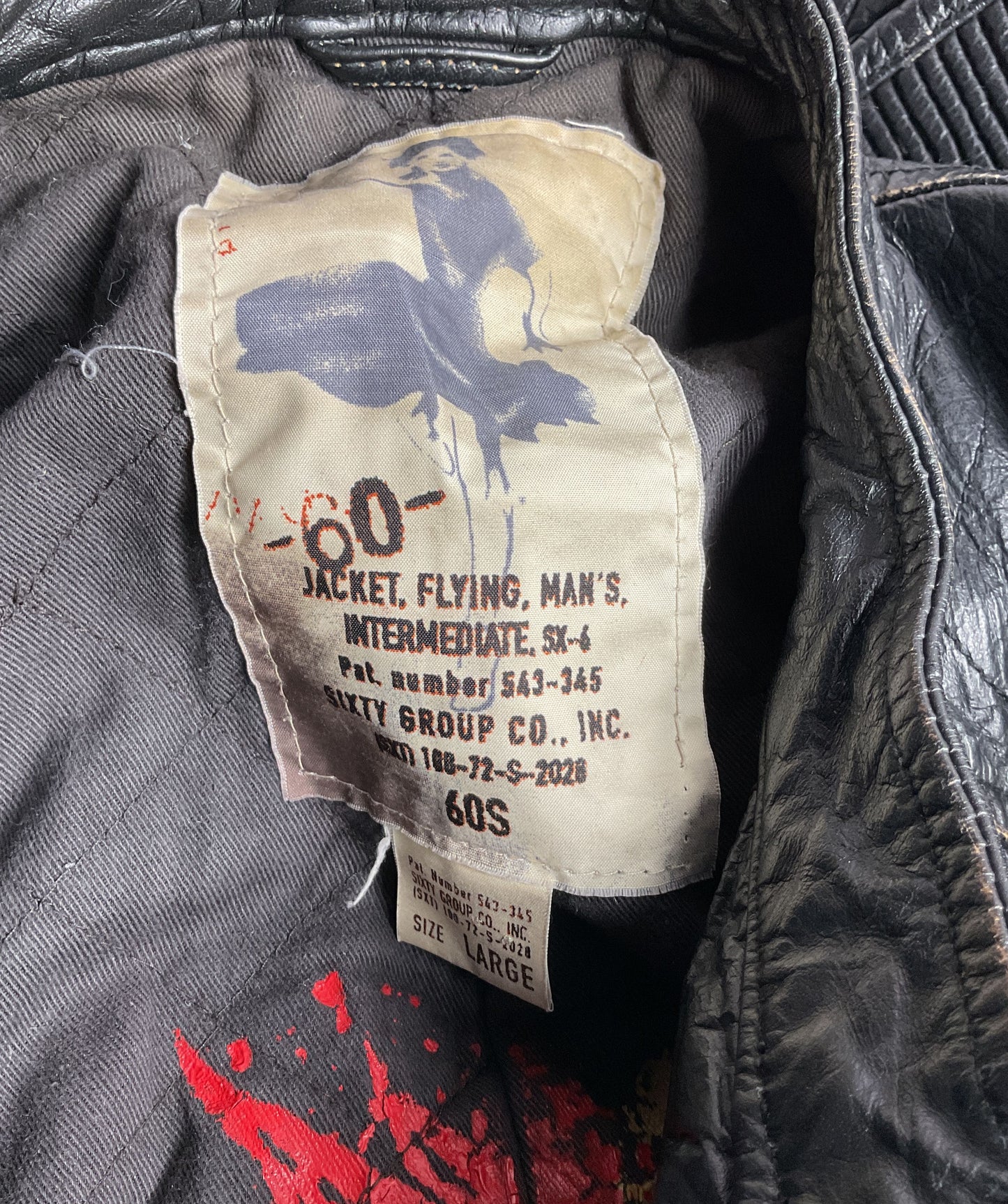 Sixty Vintage Distressed Leather Biker Jacket Black L