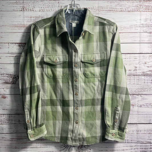 NWT Outerknown Blanket Shirt Green Plaid Twill Cotton Button Up Shirt - Size XS