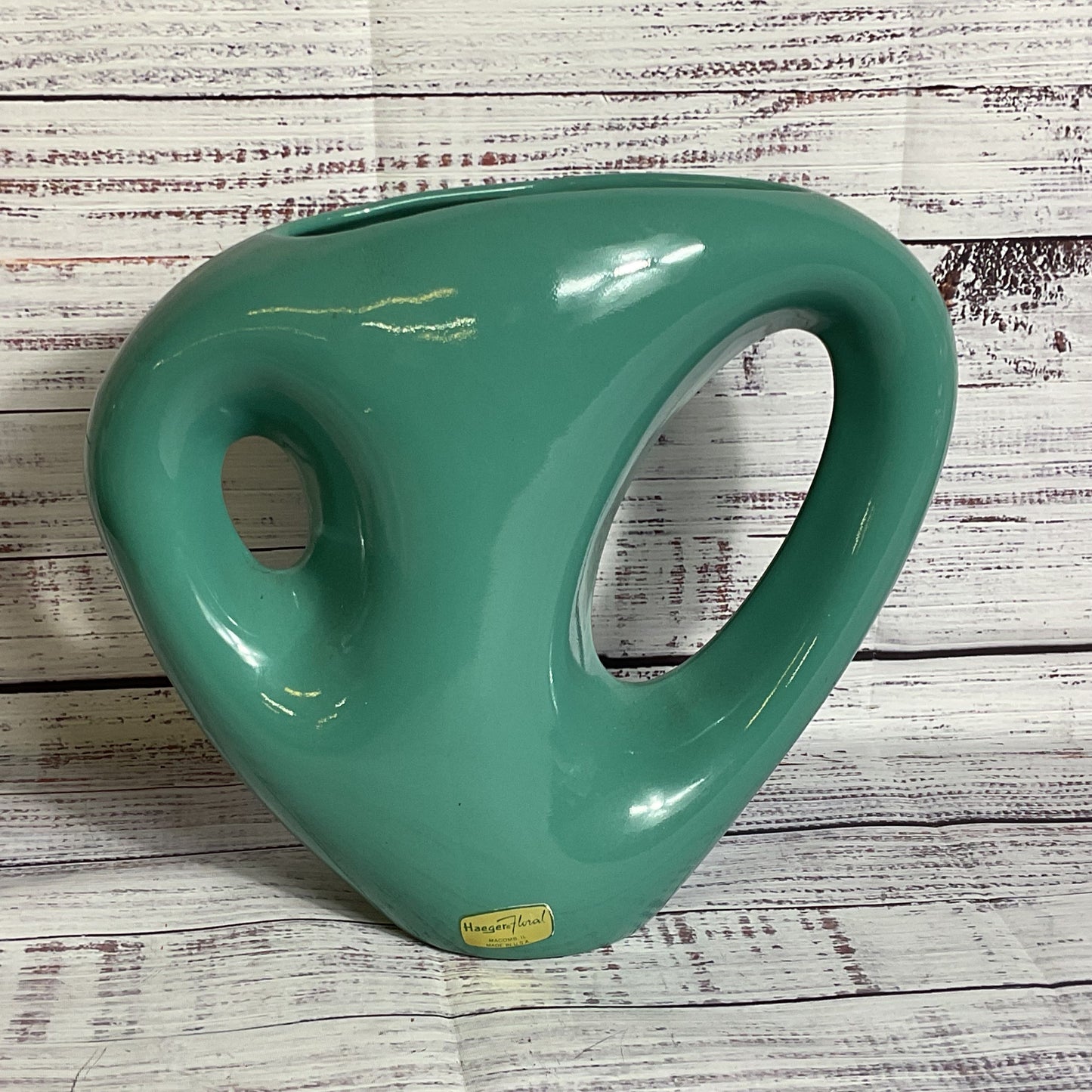 VTG. HAEGER Floral Green Abstract Decorative Vase- 9"