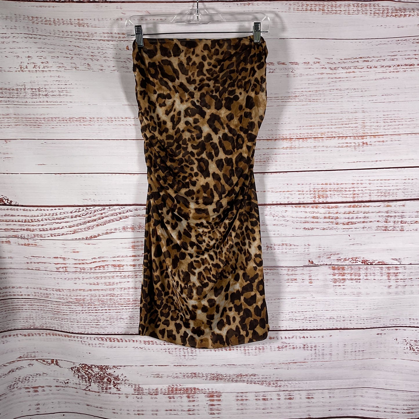 Baacal Leopard Print Mesh Ruched Skirt - Size 2