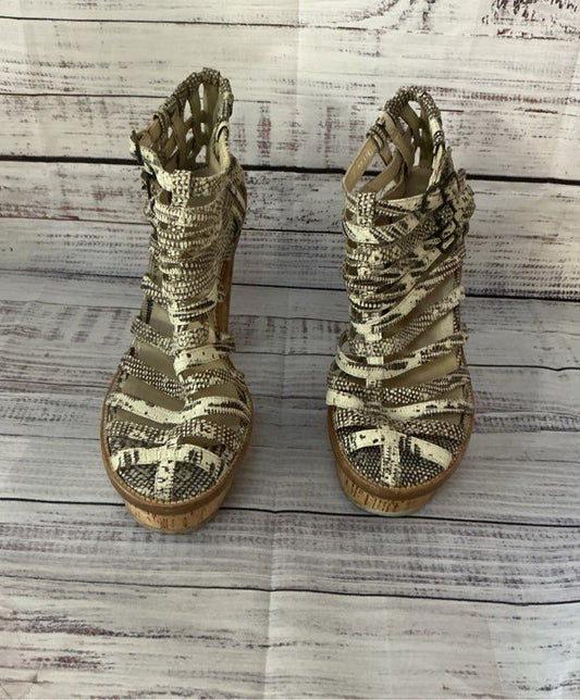 Women's Opening Ceremony Snake Print Platform Cork Heels Size 38 US 7.5