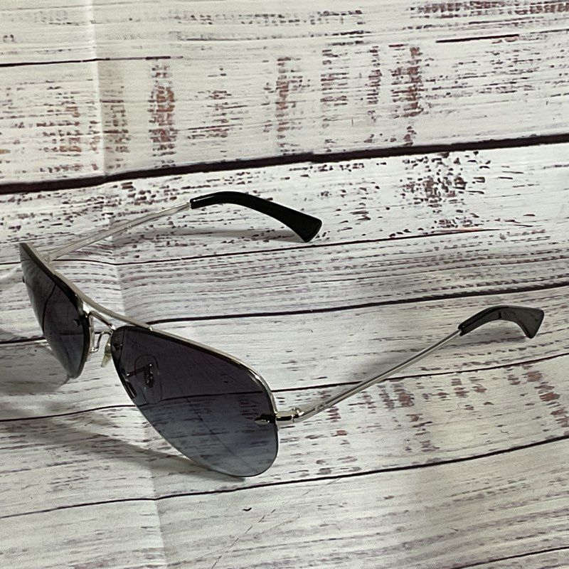 RAY-BAN RB3449 Men's Silver Tone Gray Gradient Aviator Sunglasses- 59[ ]14 135