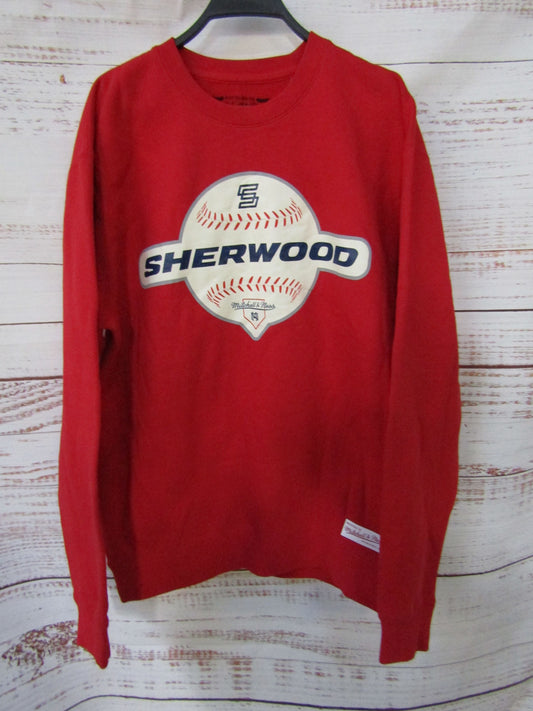 Mitchell & Ness Sherwood Hockey Red Center Field Crewneck Sweatshirt Size L