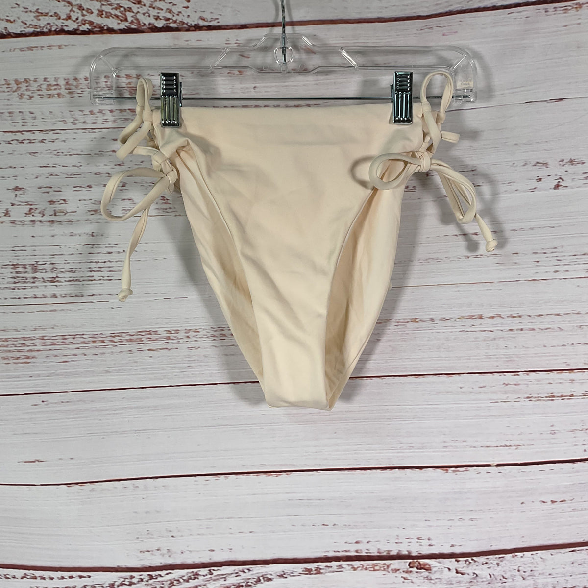 Badgley Mischka Jackie Bow Hi-Low Beige Bikini Swimwear - Size M / S