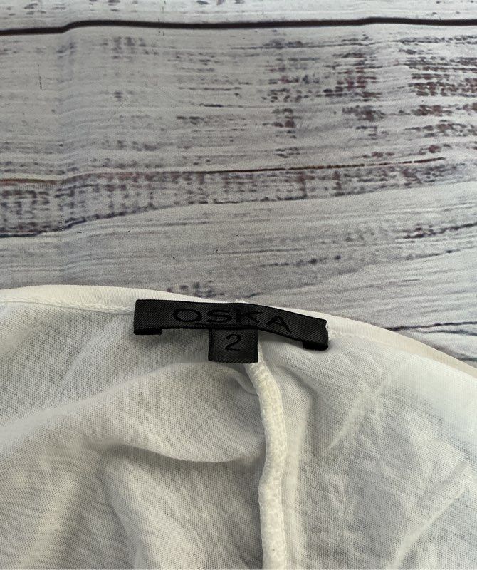 Women's Oska White Cotton Scoop Neck LS Top Size 2 US M/L