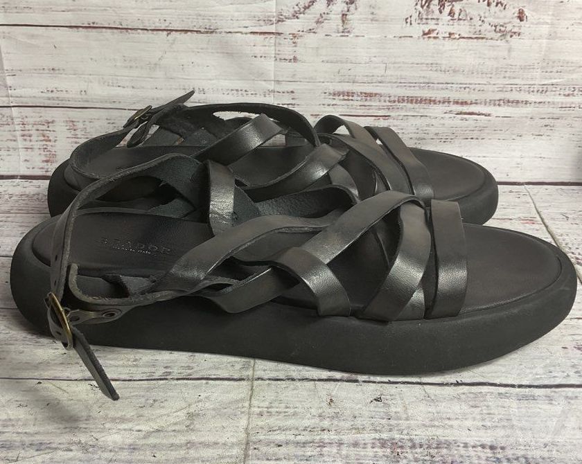 Brador Leather Strappy Sandals Black 38