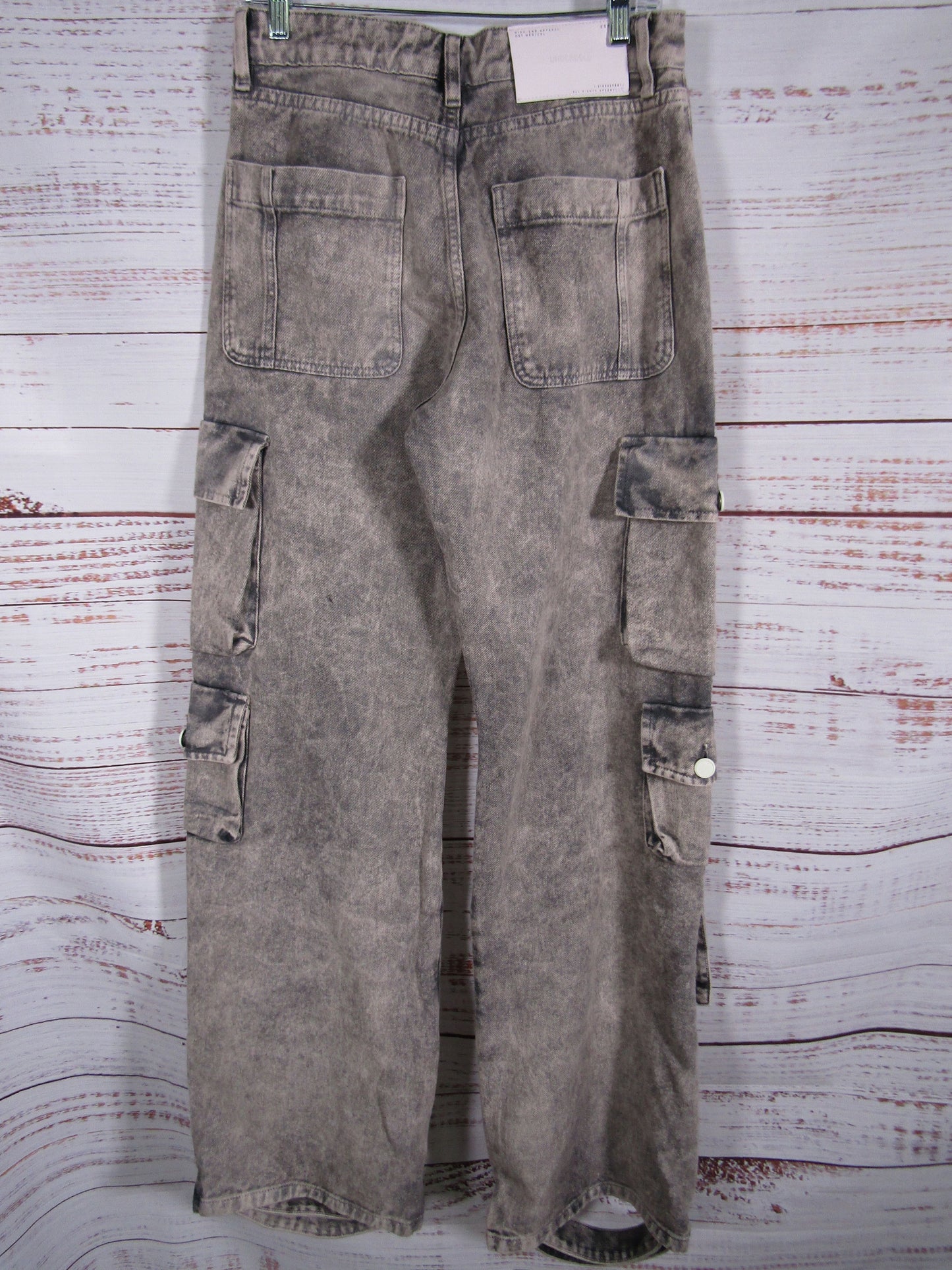Undergold Women's Washed Brown Multi-Pocket Cargo Jeans Size L