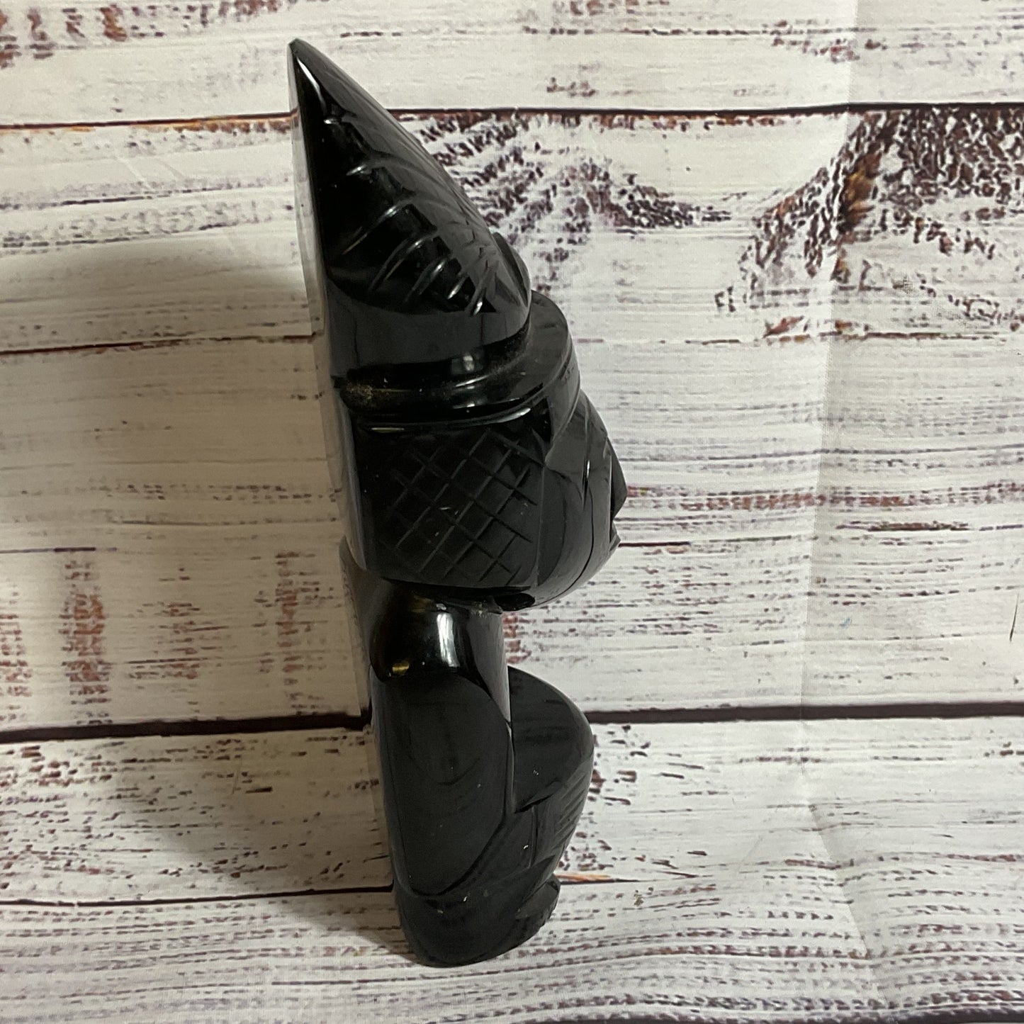 Black Obsidian Aztec/Mayan Warrior Figurine- 8.25"