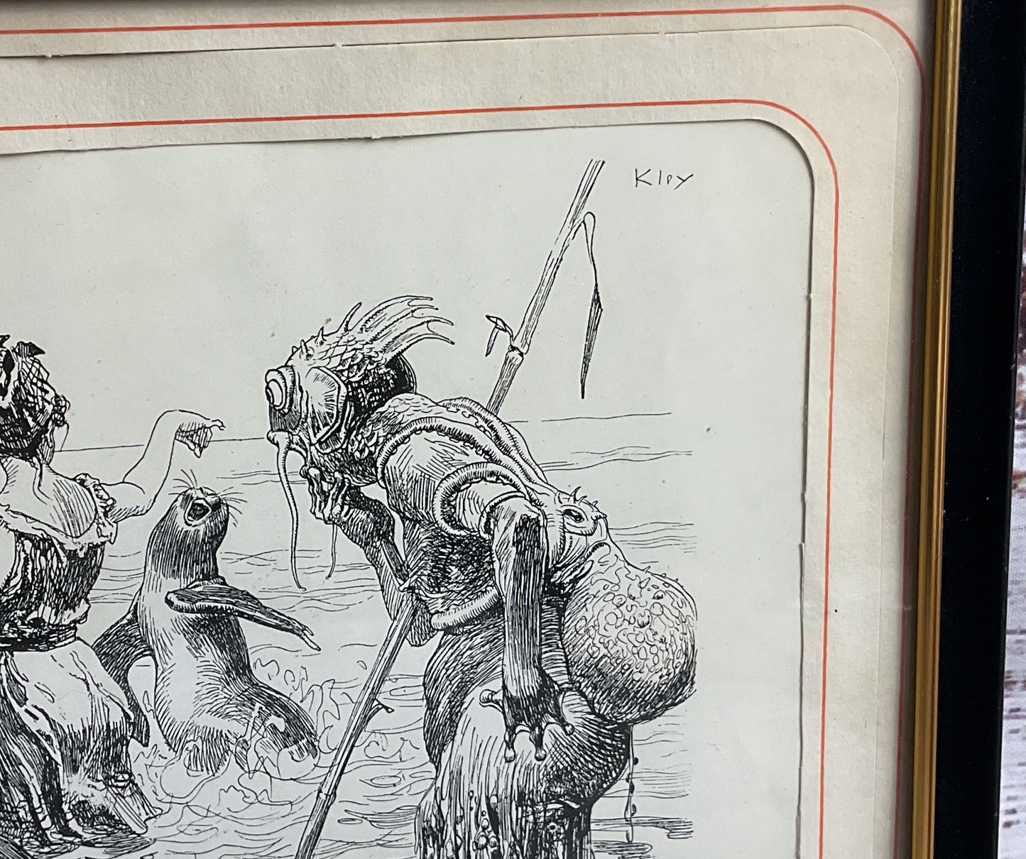 Bain de Mer by Heinrich Kley Signed Framed Print