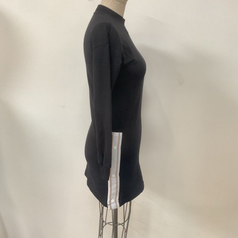 Bench. Black long Sweater Logo Embodied Cotton Blend Dress - Size 2/4