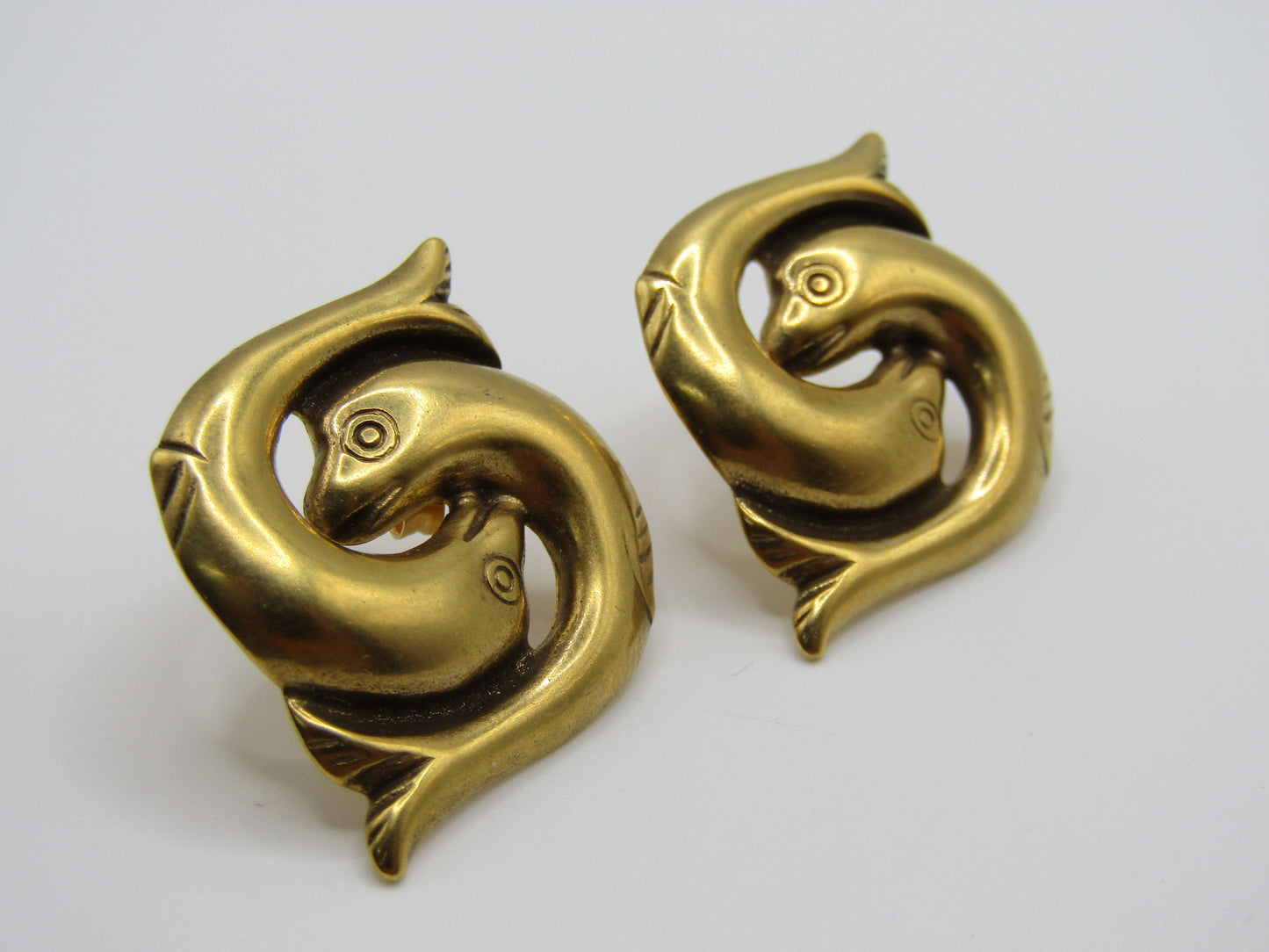 Metropolitan Museum of Art Gold Plated Entwined Dolphin Stud Earrings