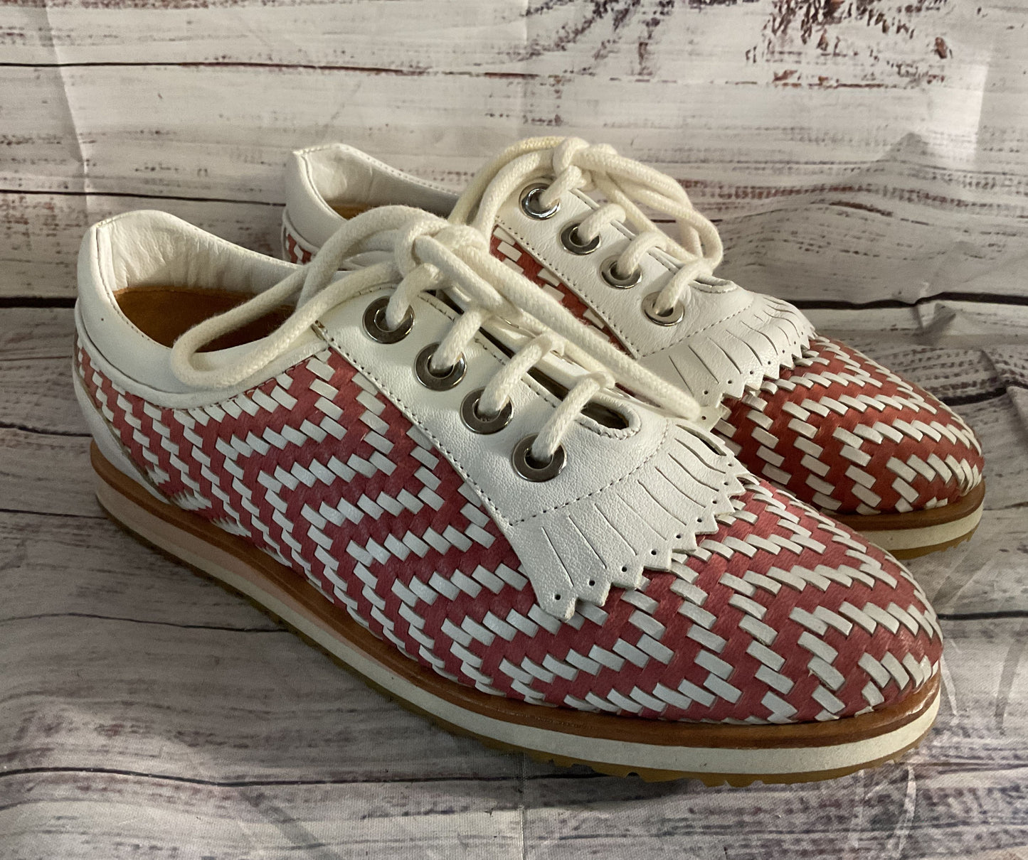 AeroGreen Woven Leather Golf Sneakers Multicolor 7.5