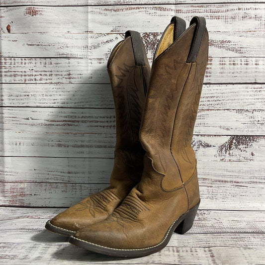 VTG. Justin L4935 Brown Leather Wingtip Western Cowboy Boot Women's Size 5.5