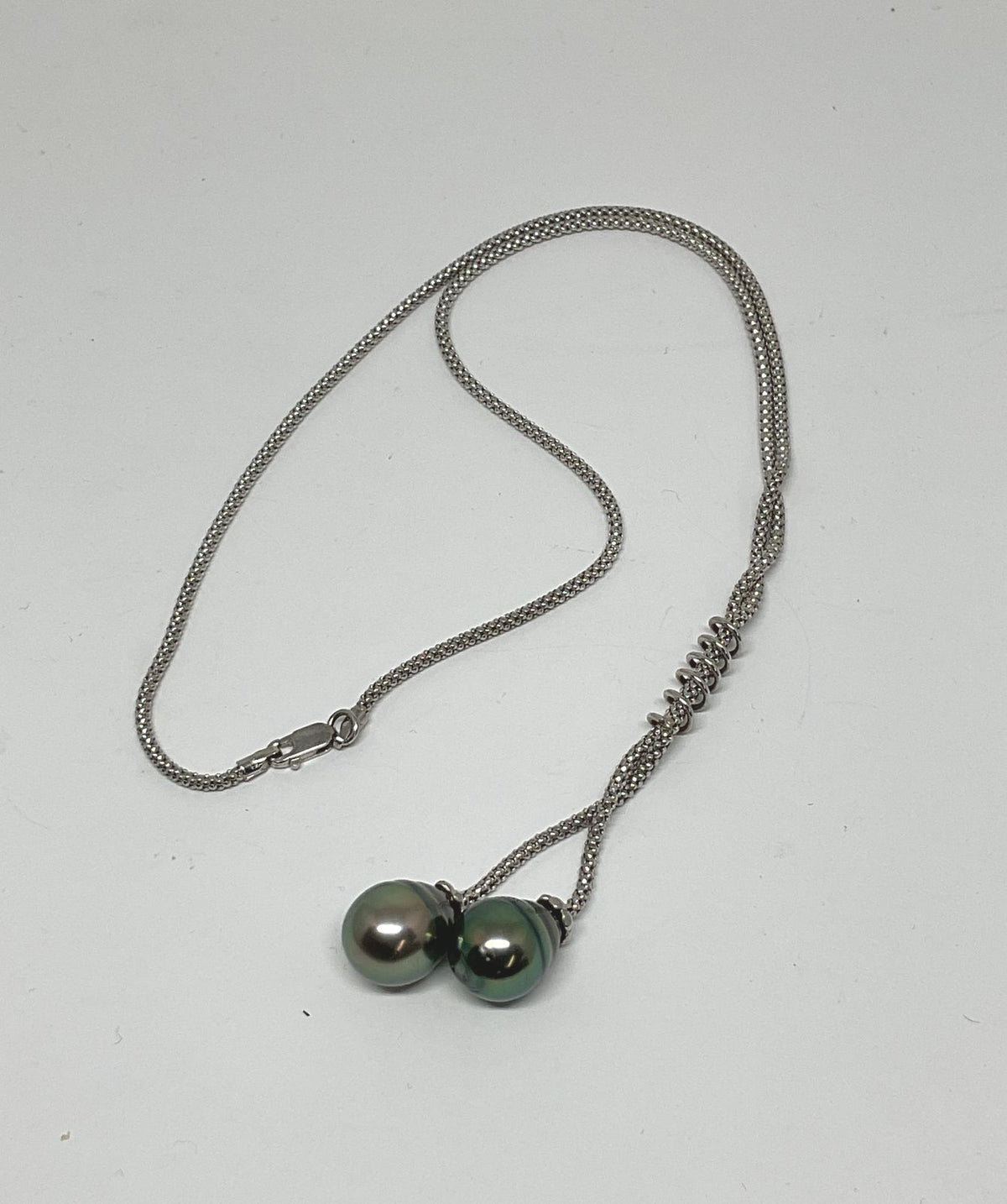 SAK Italy 14K White Gold Necklace with Two Cultured Pearls