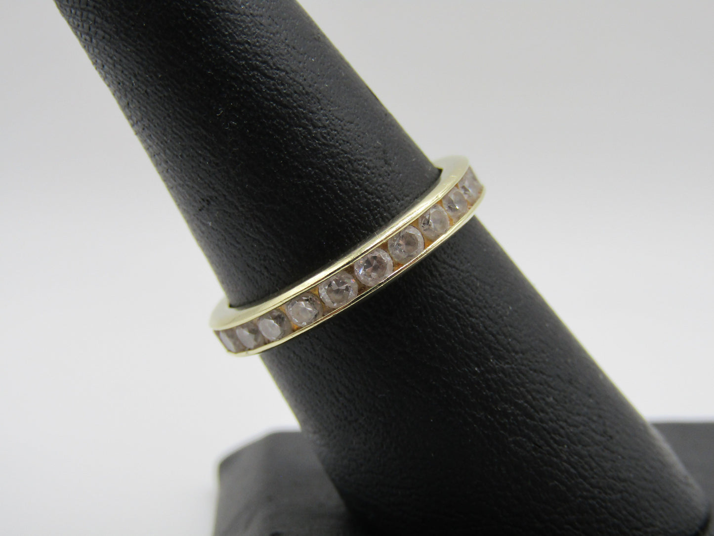 LI 3mm 14k Yellow Gold CZ Eternity Band Ring Size 7.5