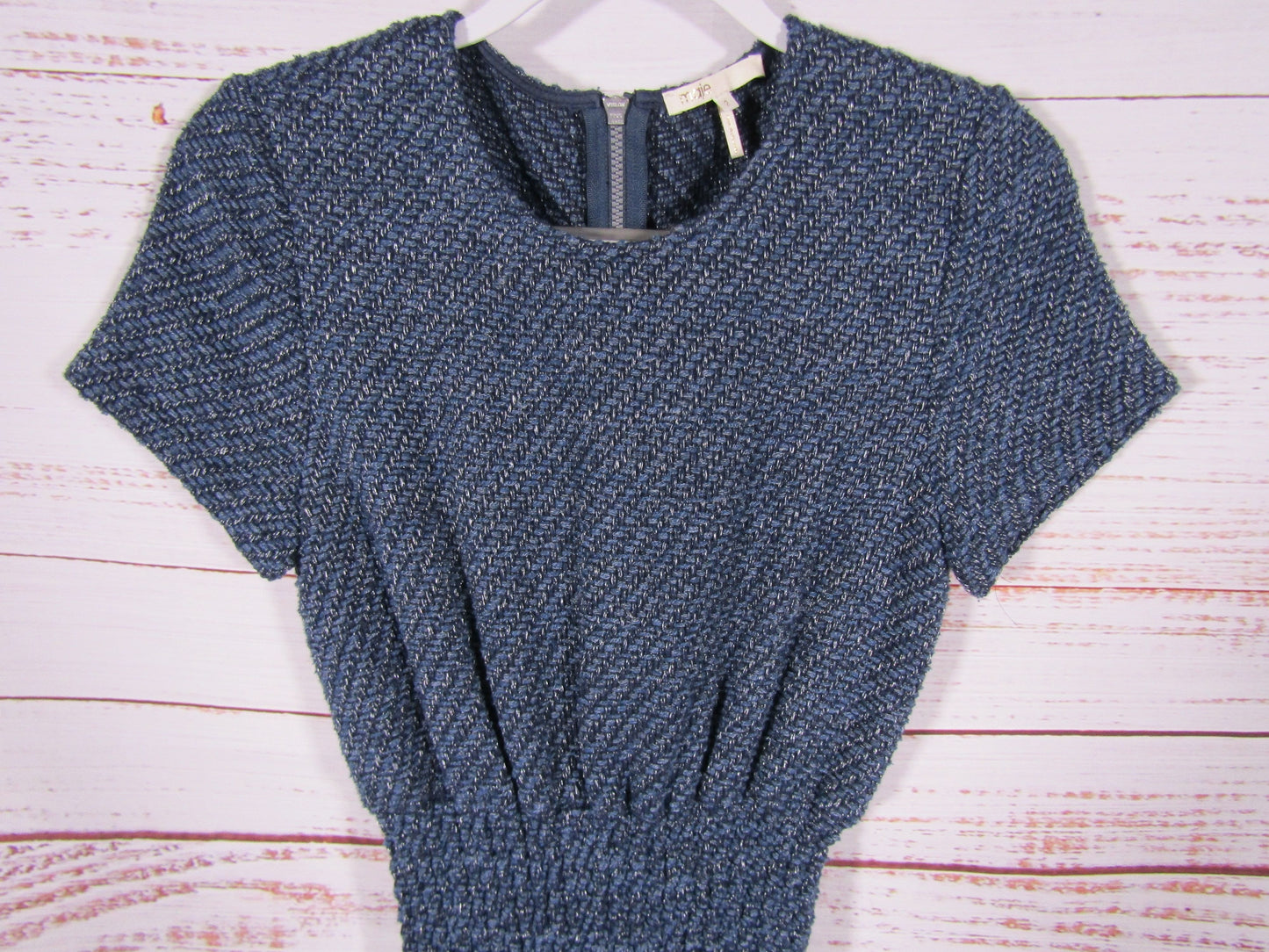 Maje Rabata Women's Blue Tweed Short Sleeve Mini Dress Size 2