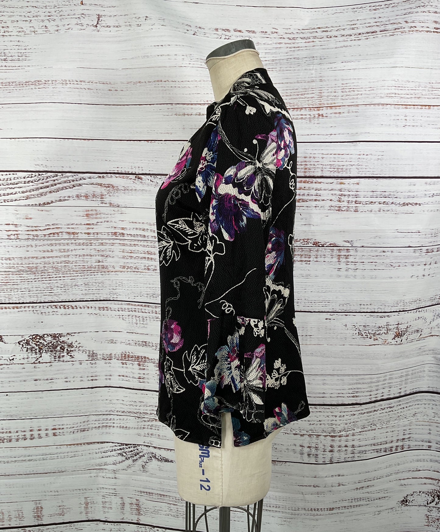 Citron Black Butterfly Button-Up Blouse 95% Silk - Size Small