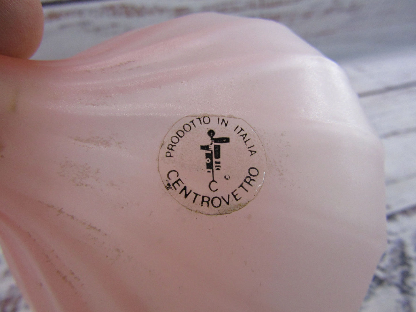 Vintage Centroverto Pink Frosted Glass Flared Vase Made in Italy