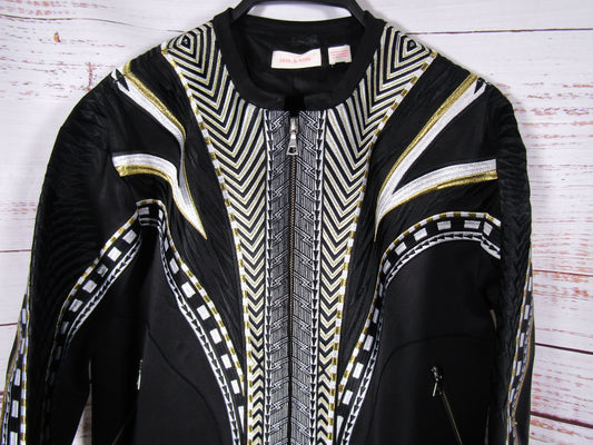 Sass & Bide Voodoo Kink Women's Black Embroidered Bomber Jacket Size 10