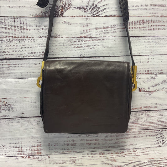Perlina Brown Leather Crossbody Bag Purse 9"x7"