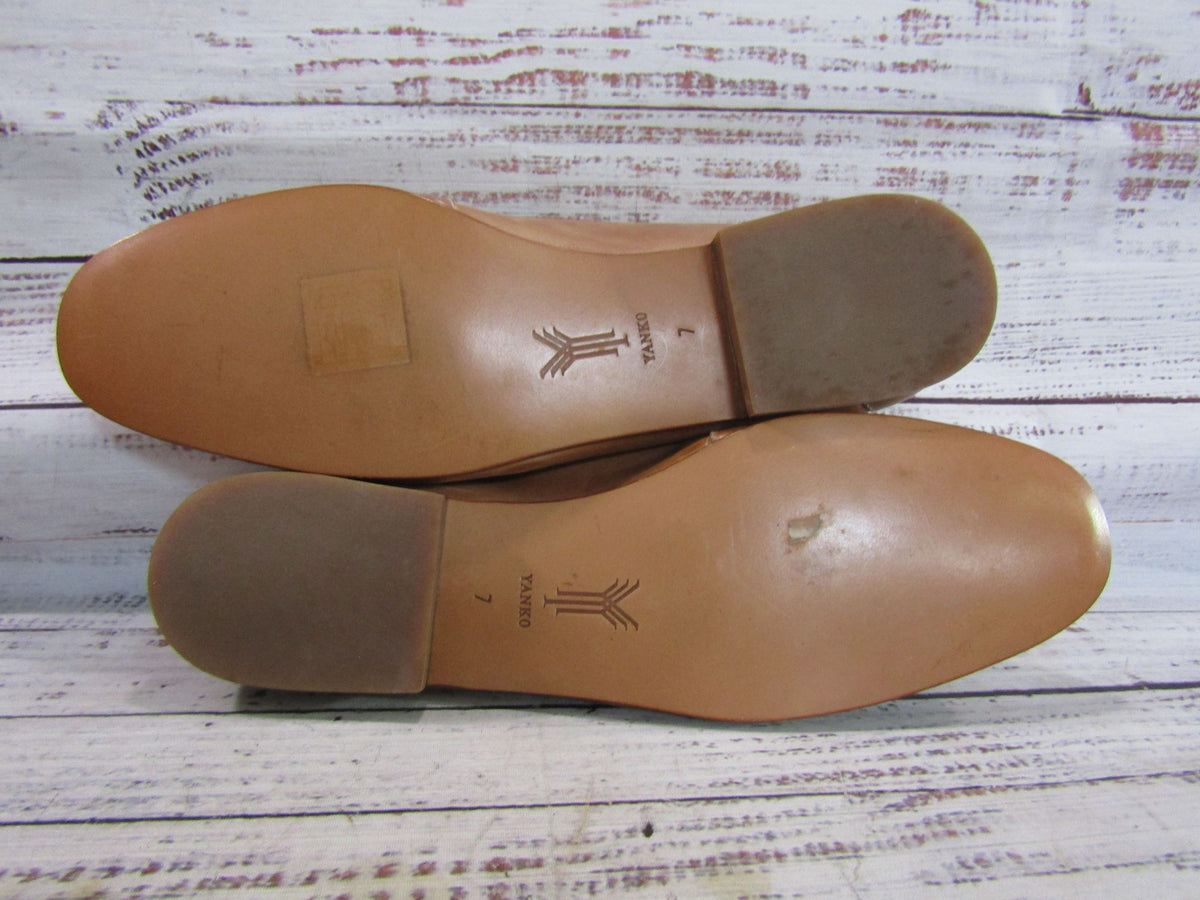 Yanko Men's Tan Leather Penny Loafers Size 7