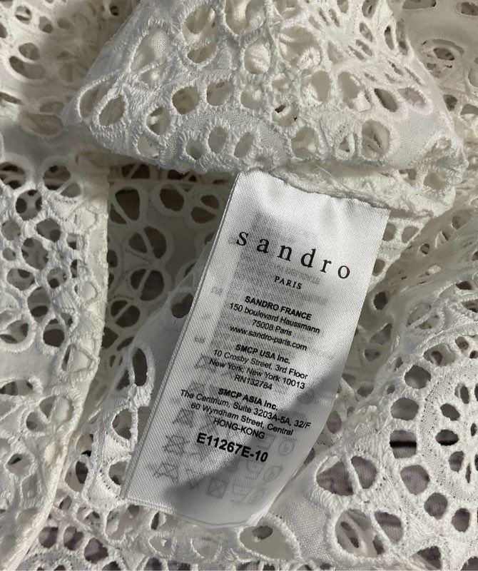 Sandro Bonnie Cold Shoulder White Lace Top Women’s Size 0