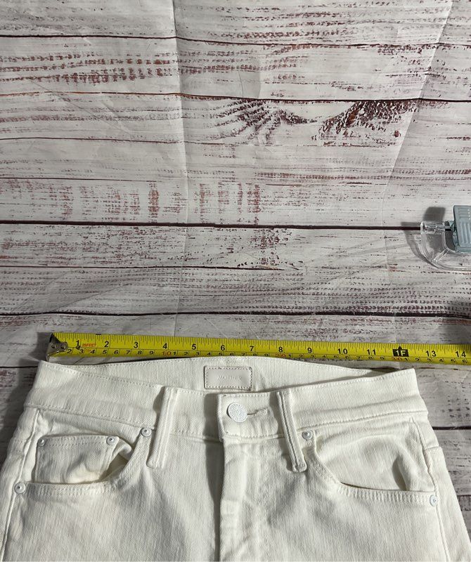 Mother The Weekender Fray White High Rise Flare Jeans Fairest Of Them All 24