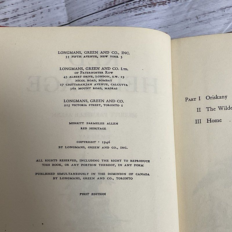 FIRST EDITION 1946 Red Heritage by MERRITT PARMELEE ALLEN Hardcover Book
