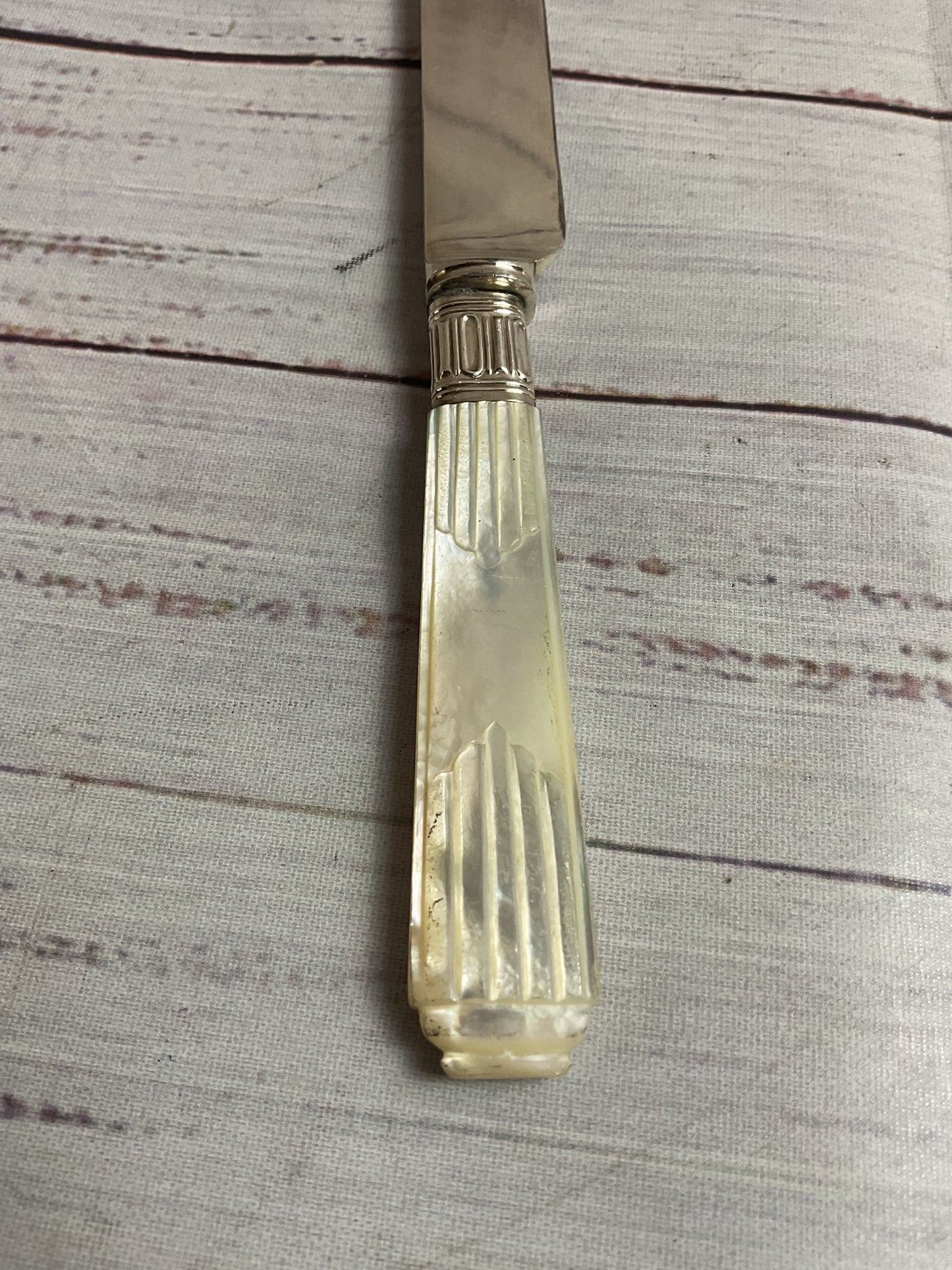 J.E. Caldwell Sterling Silver Mother Of Pearl Handle Set of 9 Dessert Knives