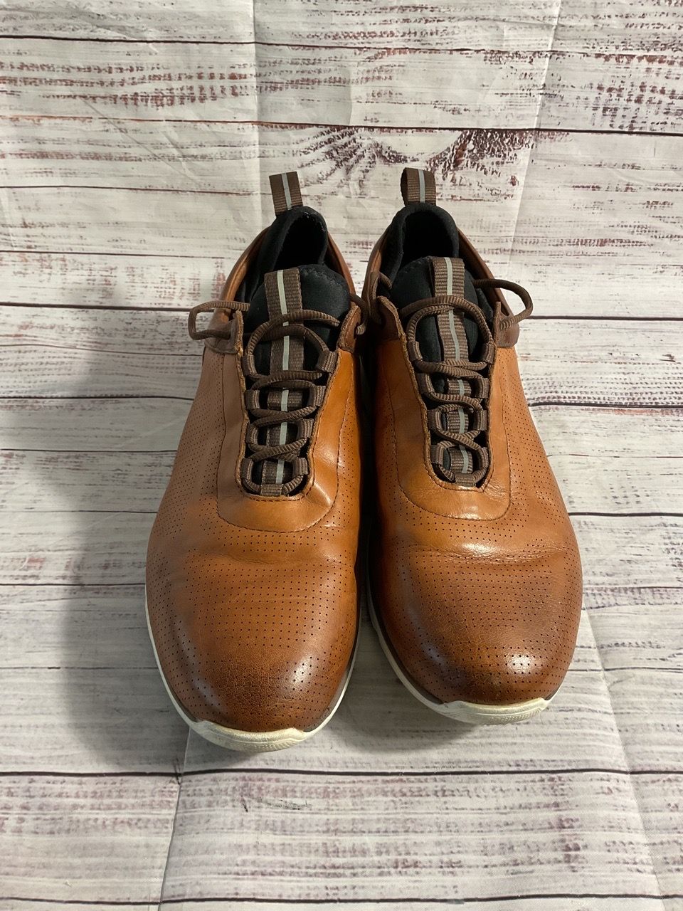 Johnston & Murphy Men's XC 4 Dual Width Sheepskin Brown Lace Up Shoes Size 13M